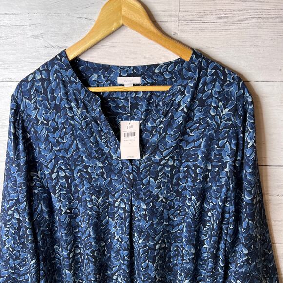 Pure Jill Dress Womens Size Large Blue Winter Sky Midi Foliage Modest Comfort - Picture 9 of 16